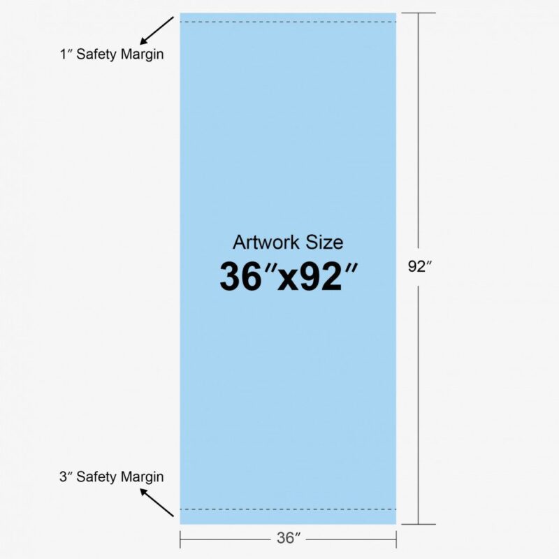 Artwork template: 36" x 92" print area.