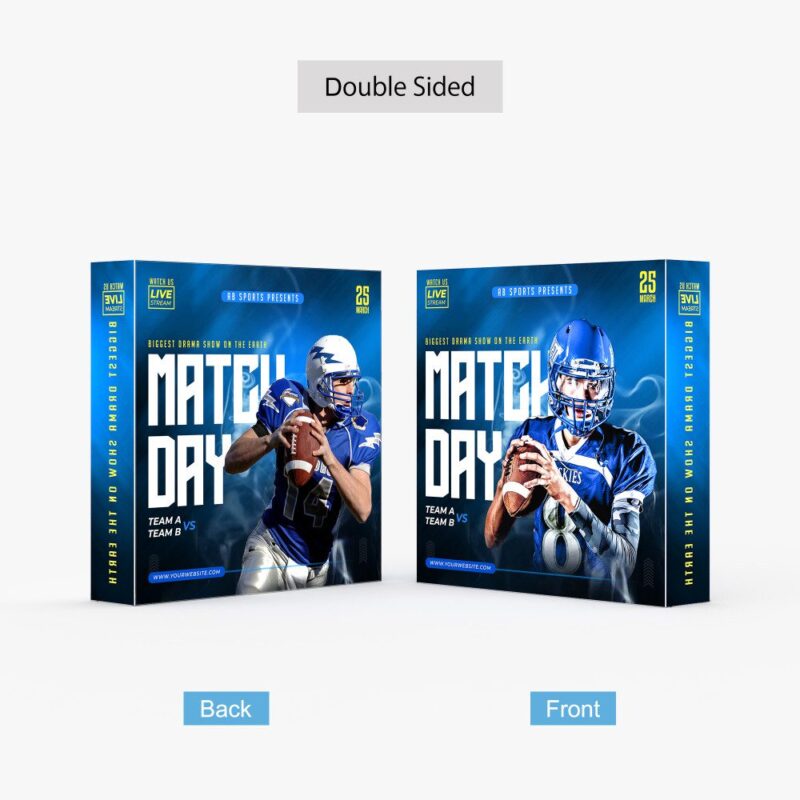 Match day flyer: Team A vs Team B.