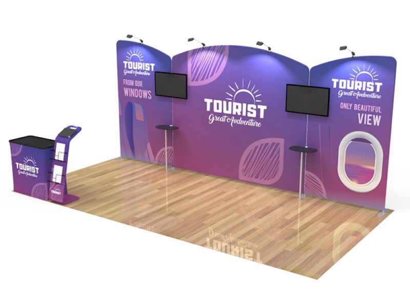 Curved trade show booth display.