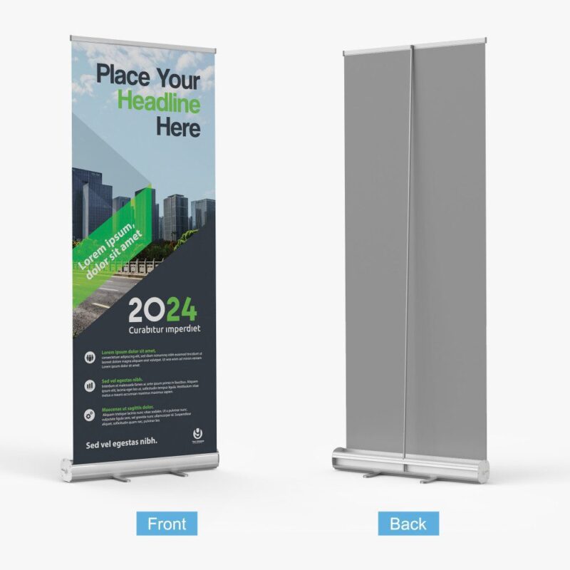 2024 retractable banner, front and back.
