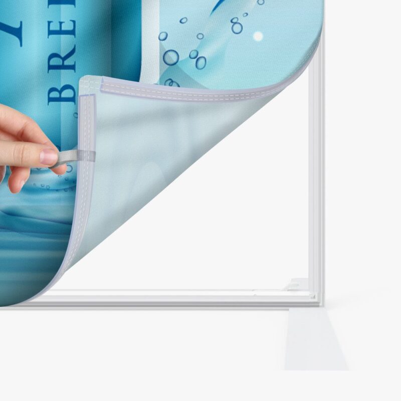 Fabric graphic display frame installation.