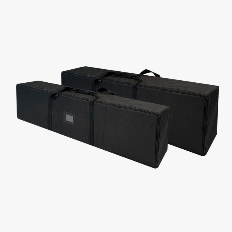 Two black zippered carrying bags.