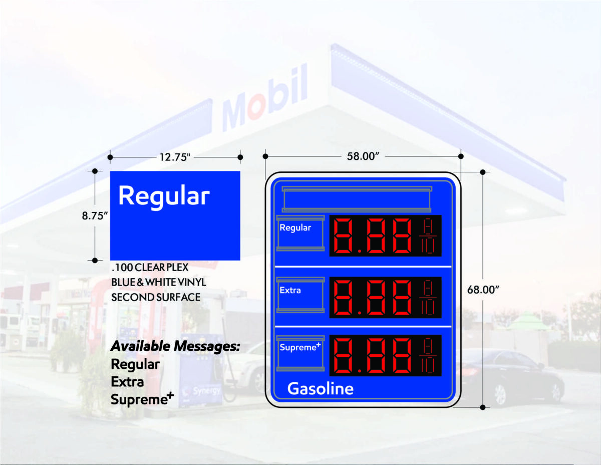 Mobil | Grade Sliders for Standard Sign - 68"(H) x 58"(W)