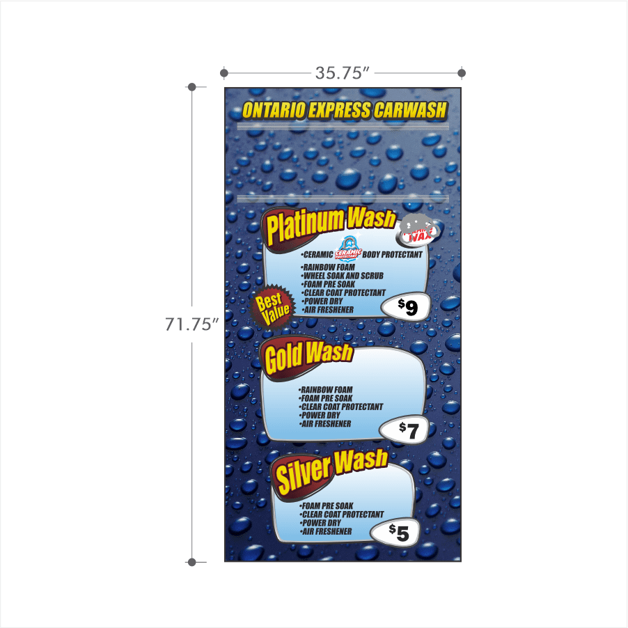 Ontario Express Car Wash | Menu Sign | Custom - Image 2