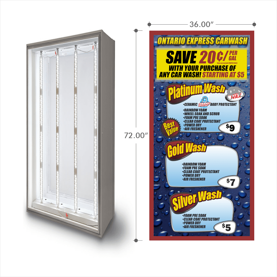 Ontario Express Car Wash | Menu Sign | Custom